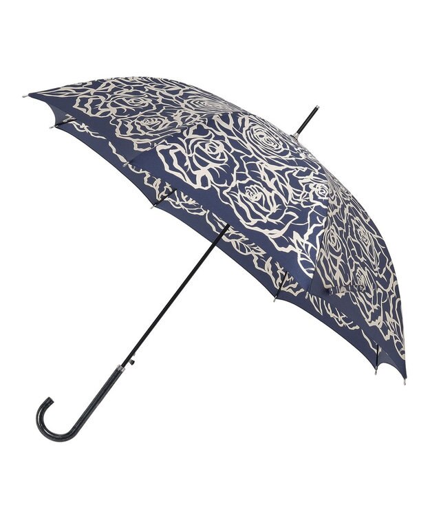 MOONBAT 【雨傘】ミラ・ショーン (mila schon) 薔薇 ナイロンサテン 長傘 ネイビーブルー