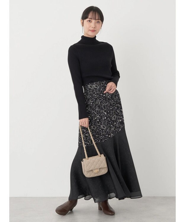 earth music&ecology 切替フラワースカート Black