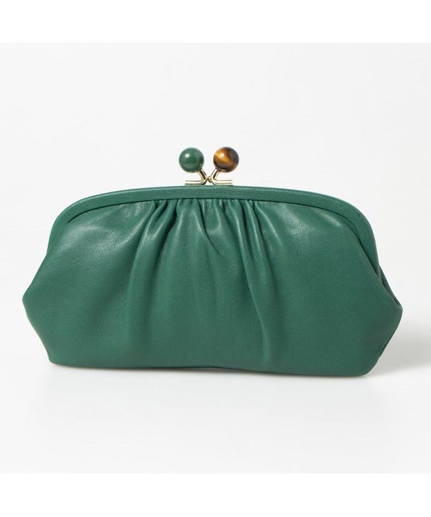 UNBILLION ペルケ perche / ジェムストーンがま口長財布 ライトグリーン