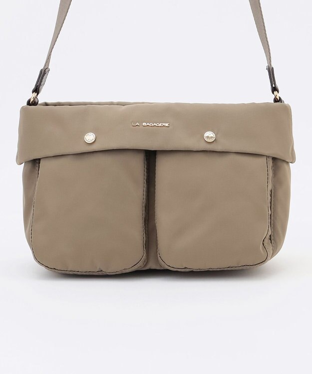 LA BAGAGERIE ダブルフロントポケットショルダー グレージュ