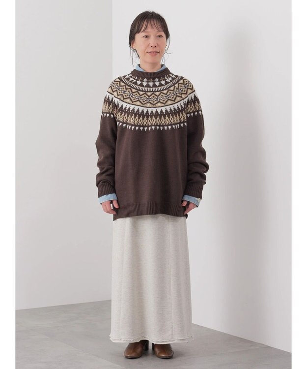 CRAFT STANDARD BOUTIQUE 【男女兼用】求心柄クルーネックニット Brown