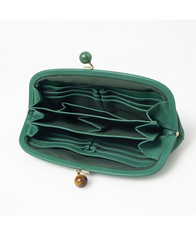 UNBILLION ペルケ perche / ジェムストーンがま口長財布 ライトグリーン