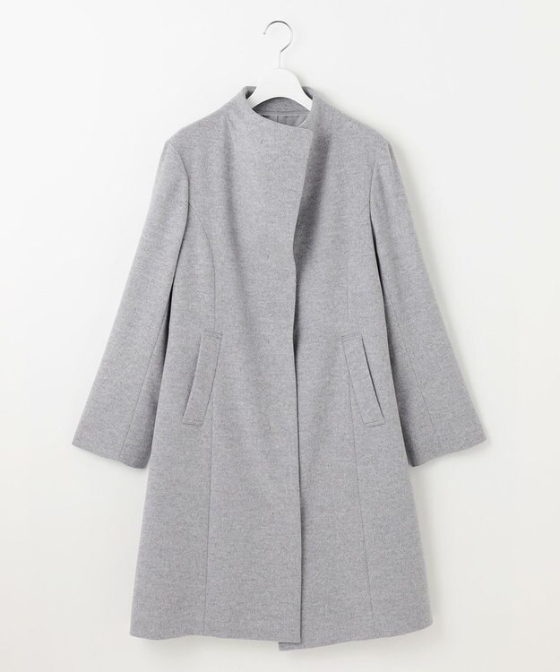 J.PRESS LADIES L Super150sAZAMIビーバー スタンドカラー コート グレー系