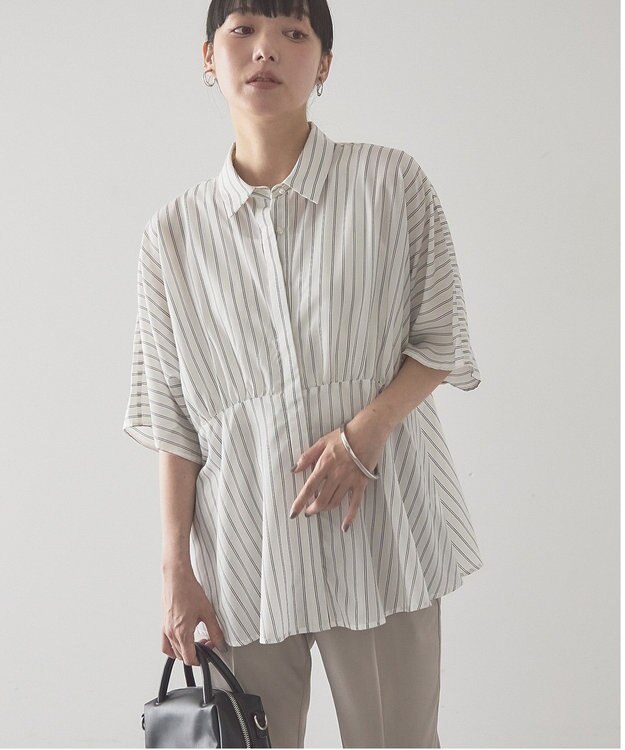 AMERICAN HOLIC 【予約】【接触冷感】ストライプペプラムブラウス Stripe Ivory