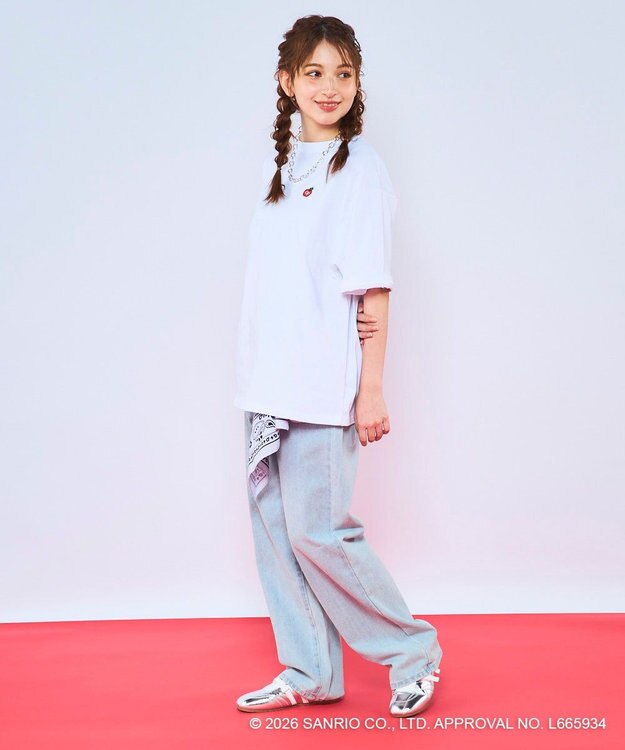 OP／FILA 【Ocean Pacific×ハローキティ】サガラ刺しゅうビッグTシャツ ホワイト