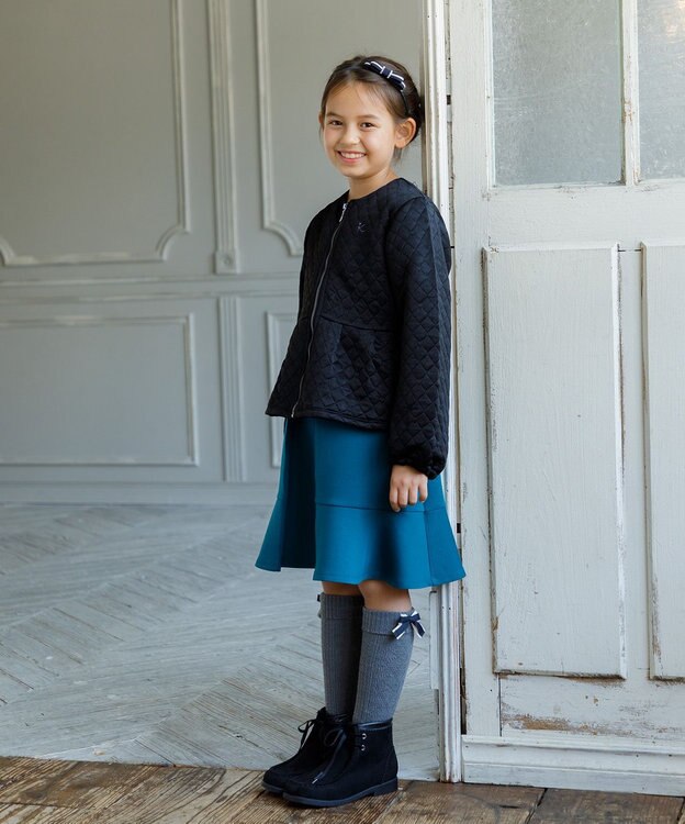 組曲 KIDS 【110-140㎝】ハートキルトジャガード アウター ブラック系