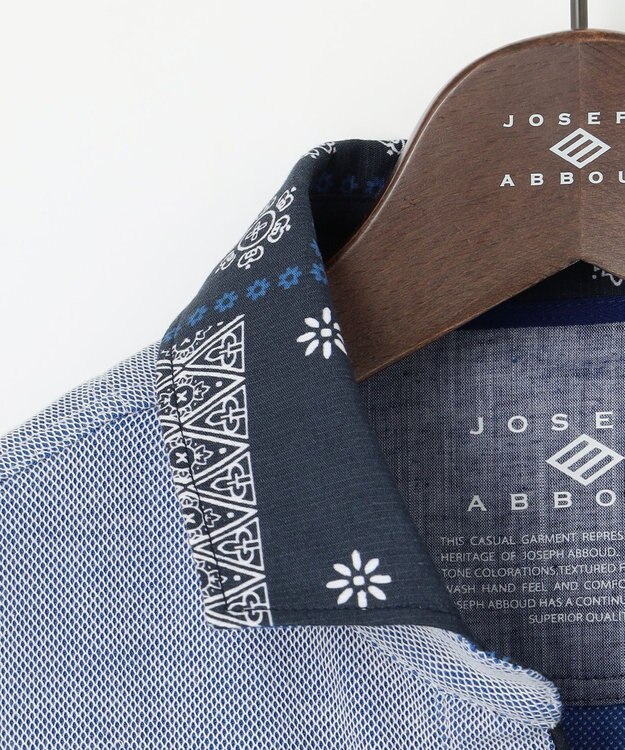 JOSEPH ABBOUD 【愛されて20年！オーガニックコットン使用】 バンダナプリント ダディ ポロシャツ ダルブルー系