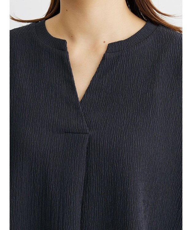 Green Parks ５分袖スキッパーカットチュニック Dark Gray