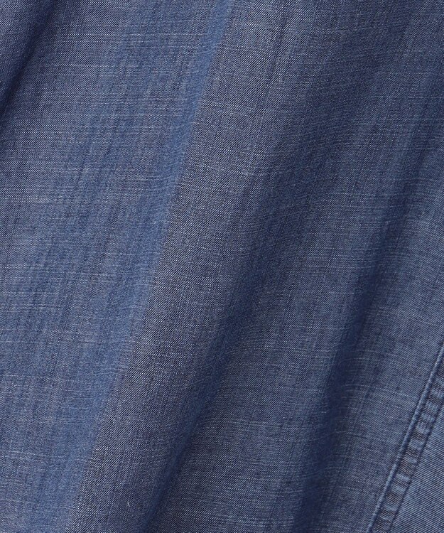 自由区 L 【洗える】テンセルリネンデニム  スカート ネイビー系