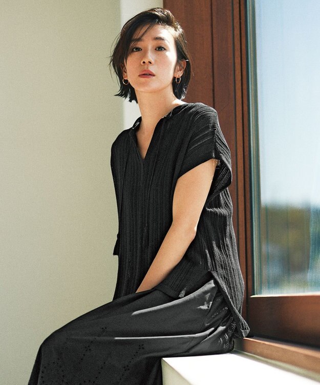 自由区 【カタログ掲載・セットアップ対応・洗える】シアーコイルプルオーバー ニット ブラック