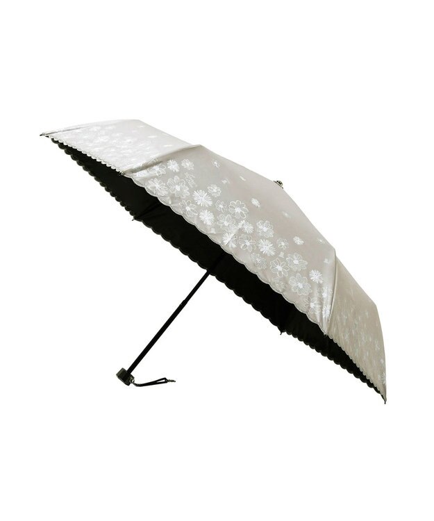 MOONBAT 【一級遮光/晴雨兼用日傘】ランバン オン ブルー (LANVIN en Blue)  折りたたみ日傘 フラワーグリッター キャメル