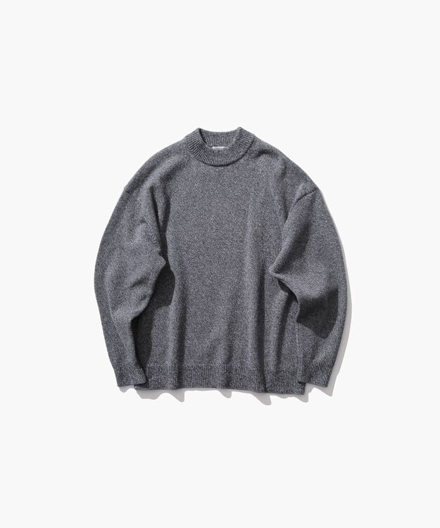 ATON WOOL MOULINE | モックネックセーター - UNISEX LIGHT GRAY