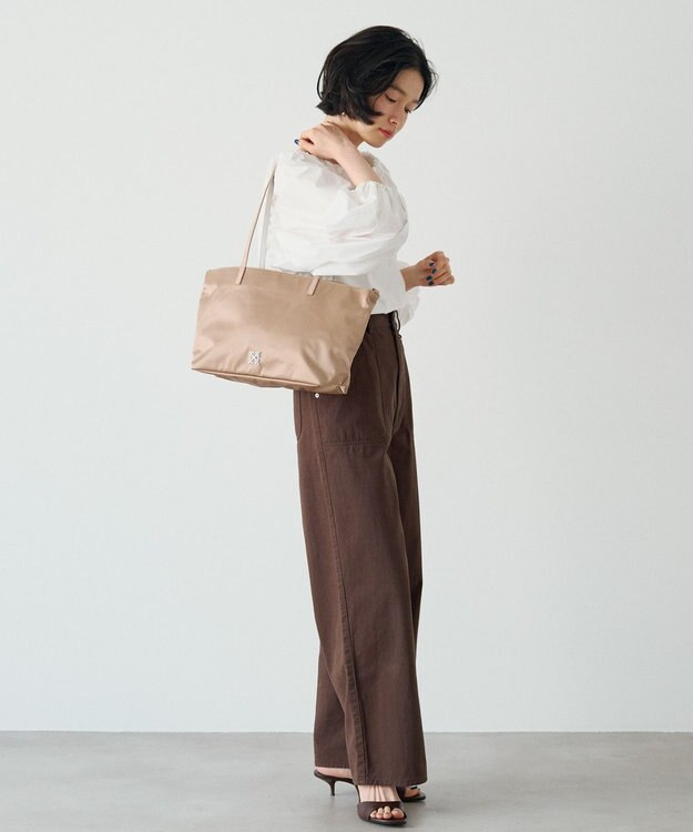 russet バイカラーレザーハンドルトートバッグ(SF-279) PinkBeige