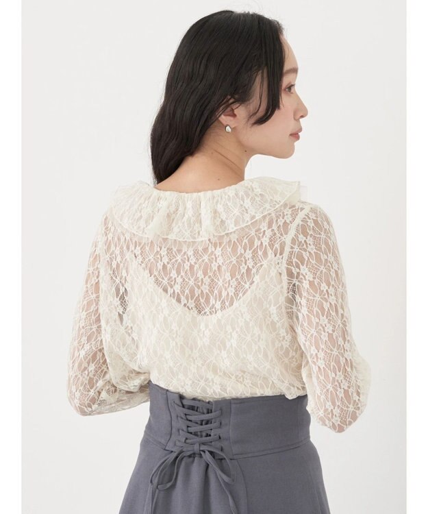 earth music&ecology ポコポコレースブラウス Ivory