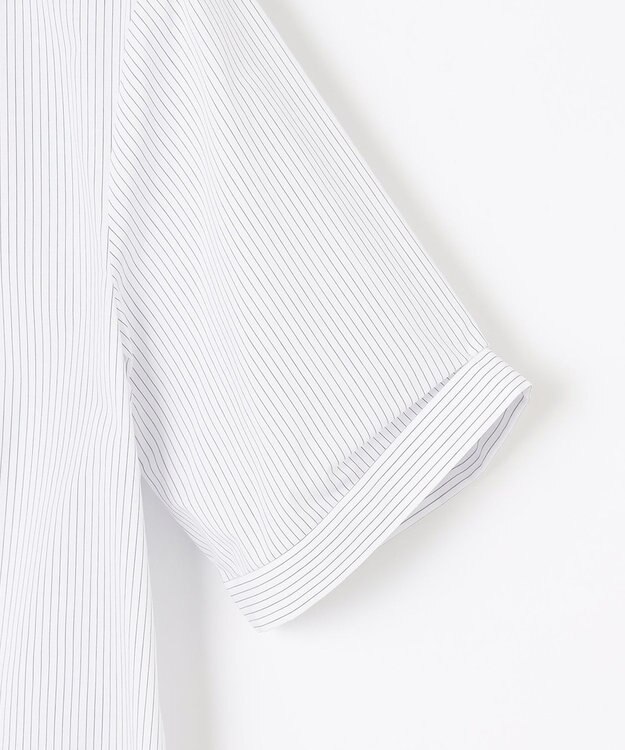 J.PRESS LADIES 【洗える】APESCO ストライプ バンドカラー ブラウス ライトグレー系1