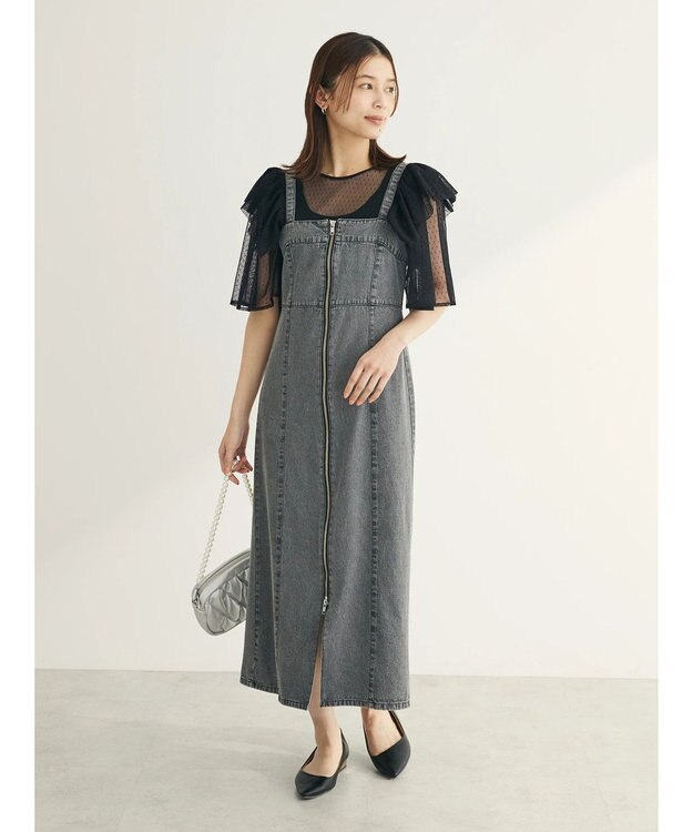 Green Parks ・ＥＬＥＮＣＡＲＥ　ＤＵＥ　デニム　Ｗ　ＺＩＰジャンスカ Black