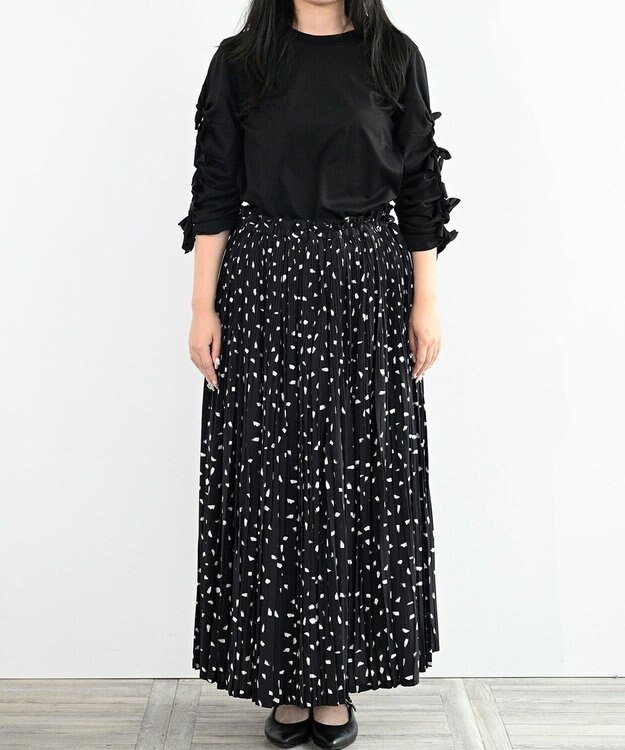FORFORMO Pleated Skirt プリーツスカート プリントブラック