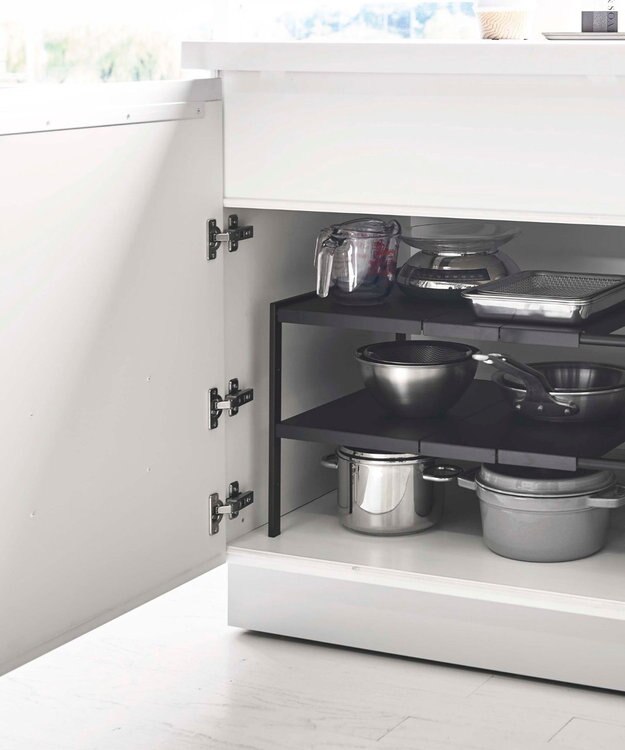 tower 伸縮シンク下ラック 2段 タワー D30 ブラック ブラック