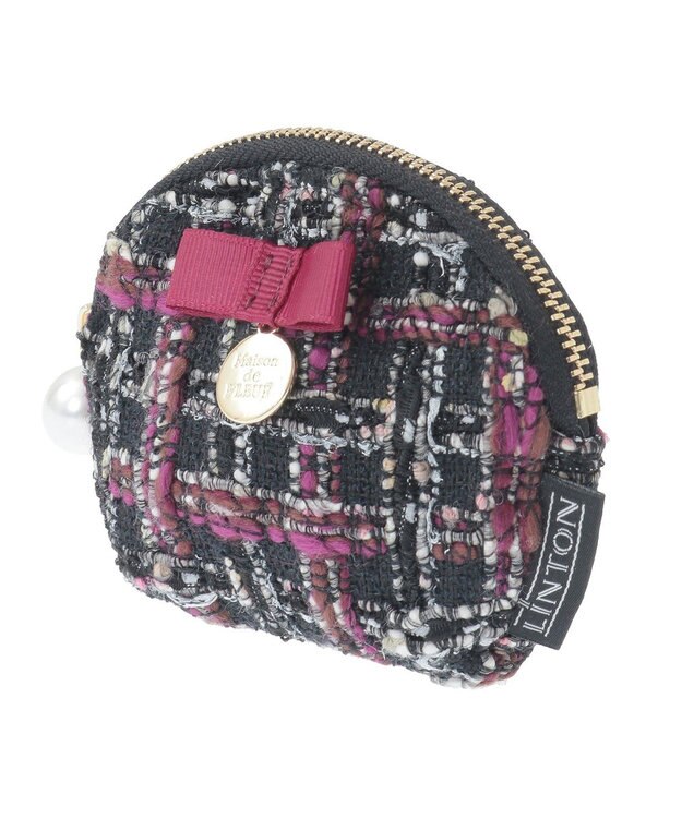 Maison de FLEUR LINTONツイードコインケース Black