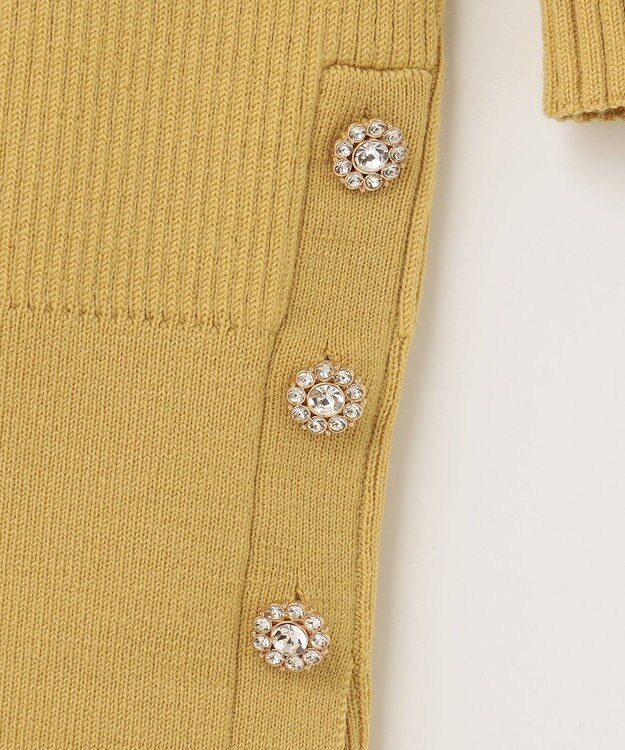 GRACE CONTINENTAL ビジューリブニットトップ イエロー