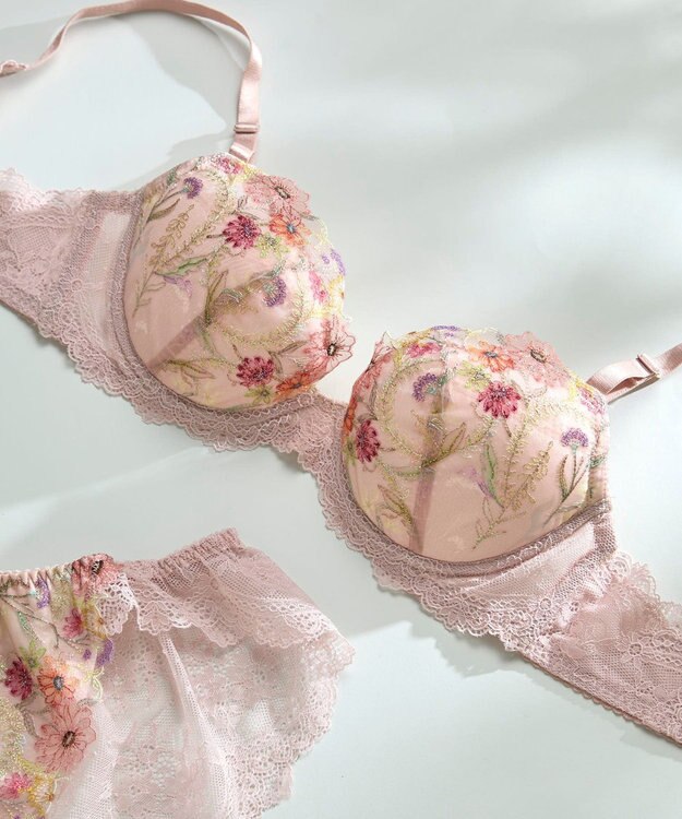 une nana cool バックスタイルまでかわいい Steppe Flower ワイヤーブラ スモークピンク