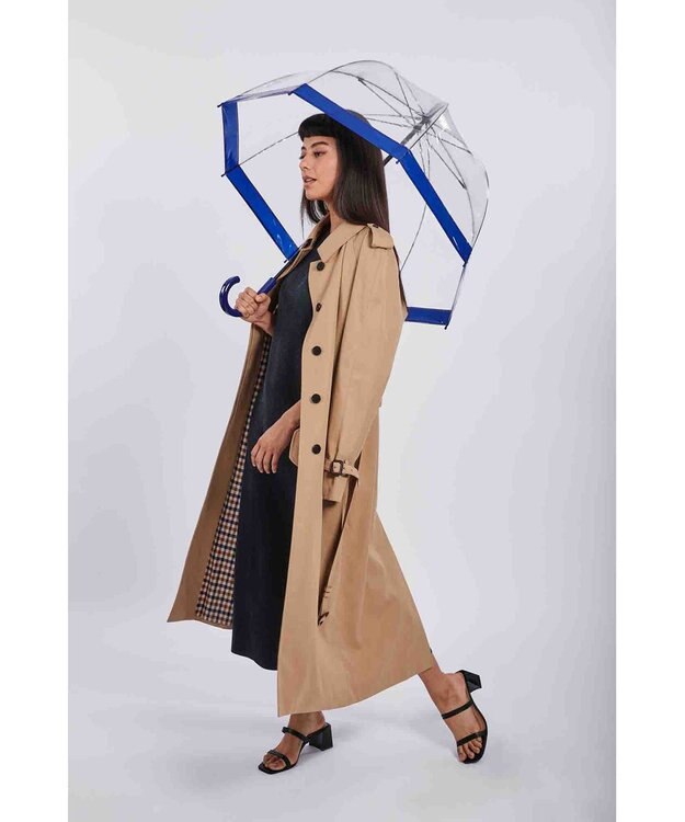 MOONBAT 【雑誌掲載／non・no】フルトン (FULTON) Birdcage ワンポイントロゴ 長傘 透明傘 ネイビーブルー