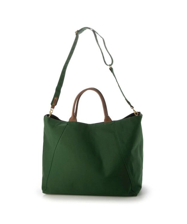 UNBILLION perche パラフィンキャンバス2wayボストントート グリーンブラウン