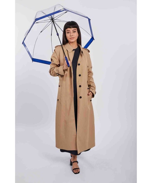 MOONBAT 【雑誌掲載／non・no】フルトン (FULTON) Birdcage ワンポイントロゴ 長傘 透明傘 ネイビーブルー