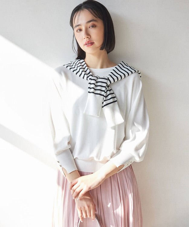 組曲 フラワーメタル ニット カーディガン オフボーダー