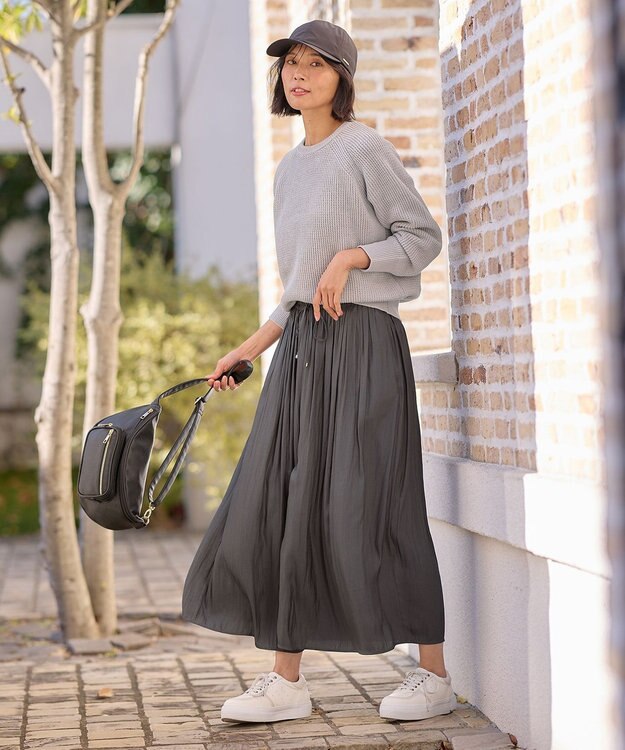 ANY L 【ウエストゴム】リラックススカーチョ チャコール