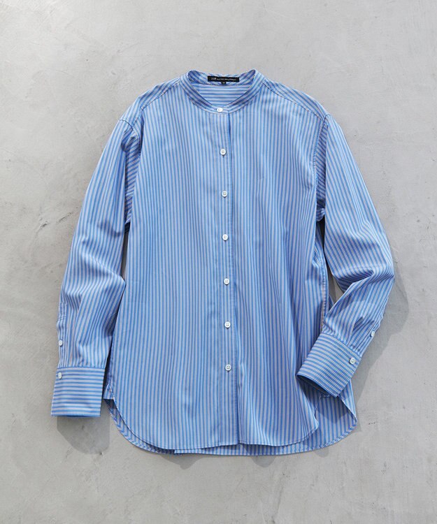 23区 【CLASSY.1月号掲載】CANCLINI バンドカラー シャツ マルチストライプ