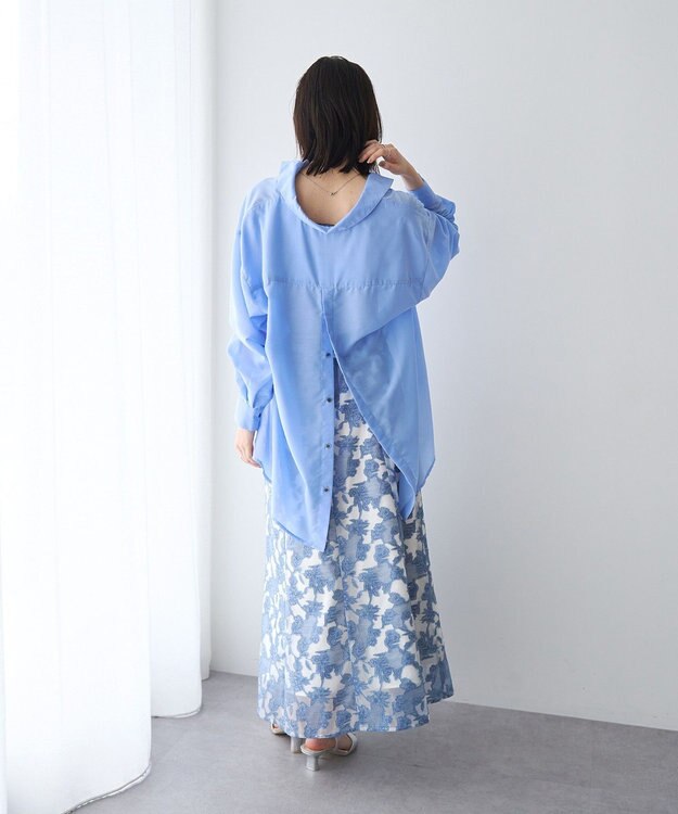 YECCA VECCA バック釦シアーシャツ Blue