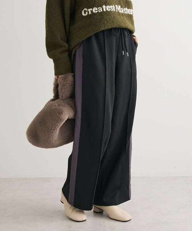 Green Parks あったか裏起毛サイドラインスウェットパンツ Black