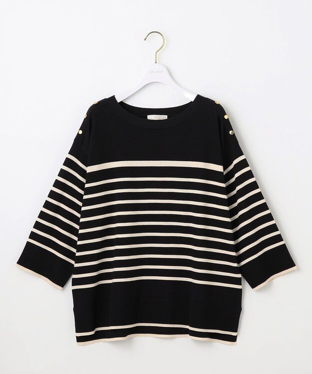 ANY SIS 【洗える】パネルボーダー ニット ブラックベースボーダー