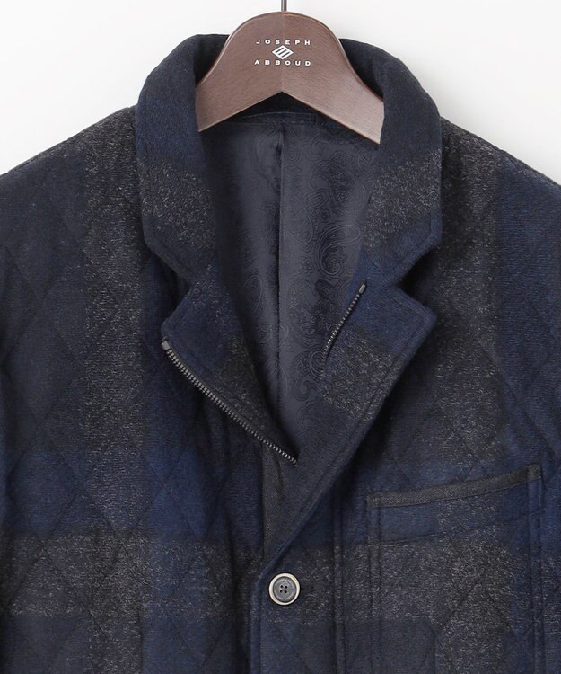 JOSEPH ABBOUD 【イタリア素材/軽量/中綿キルト】 スライバーチェックキルト ジャケット ネイビー系4