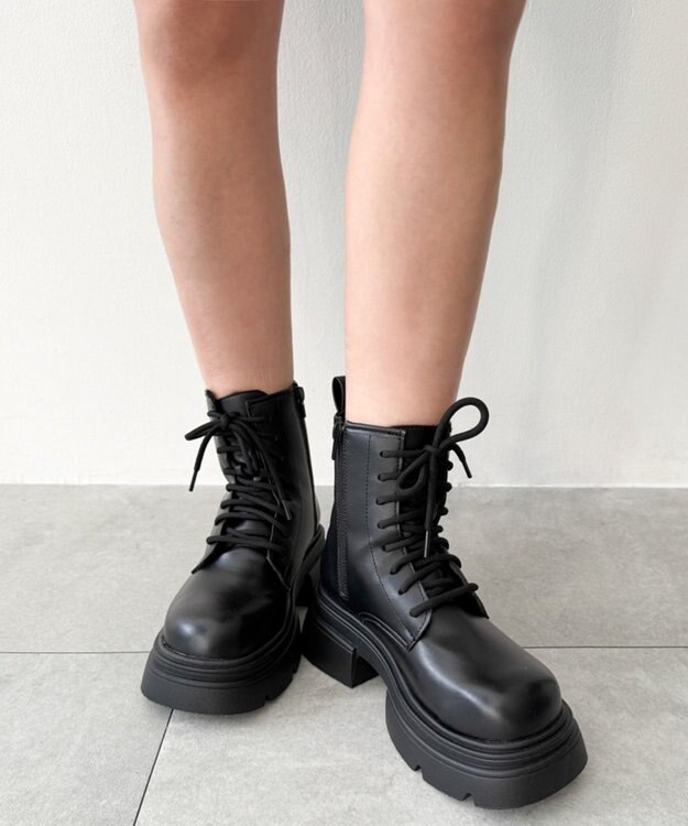 WEGO レースアップショートブーツ ブラック