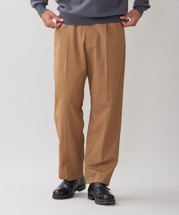 UNFILO MENS ウールライク ワイドパンツ ブラウン