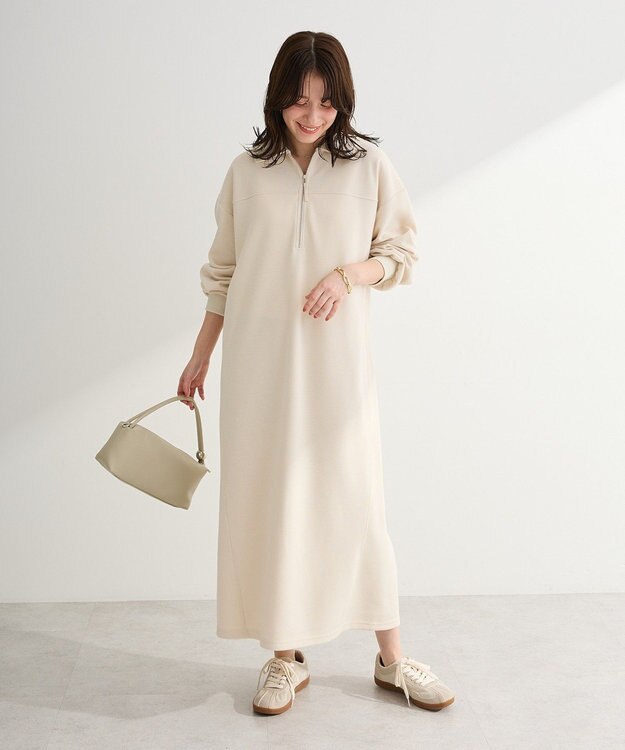 Green Parks ポロ衿ハーフＺＩＰカットワンピース Ivory