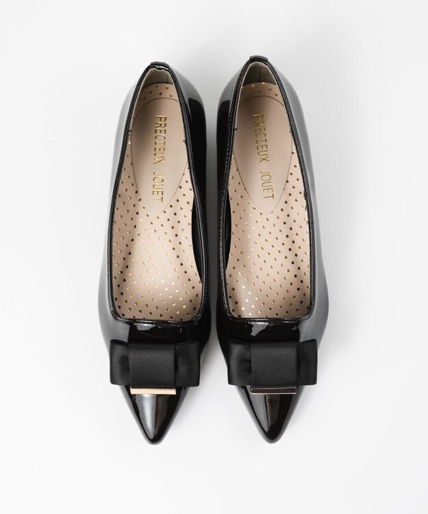 BONTRE 【PRECIEUX JOUET/プレシュウジュエ】ポインテッドリボンパンプス ブラック