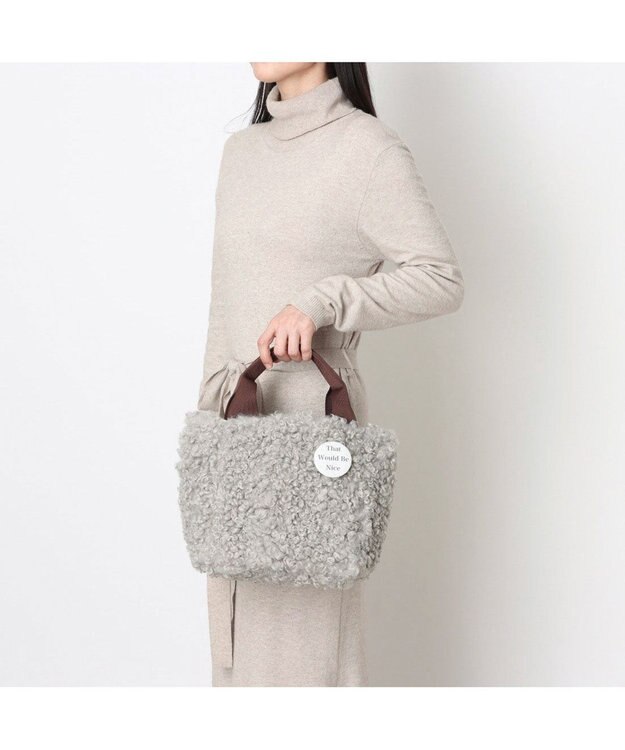 UNBILLION カシュカシュ cachecache / フェイクファー×チェック柄リバーシブルトート GY