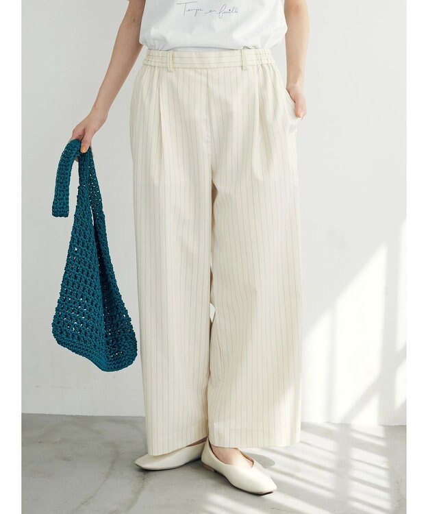 CRAFT STANDARD BOUTIQUE イージーケアピンストライプテーパードパンツ Stripe Ivory