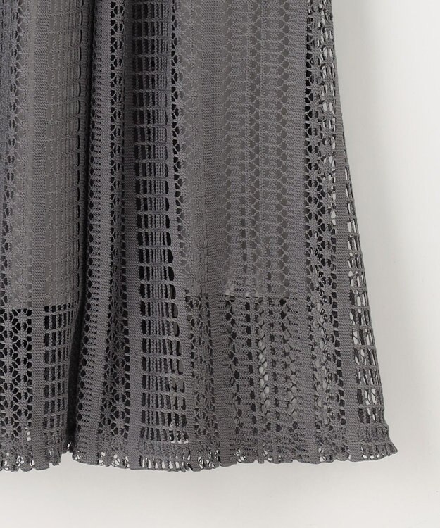 ANY SIS 【洗える】ストライプメッシュレース スカート スレート