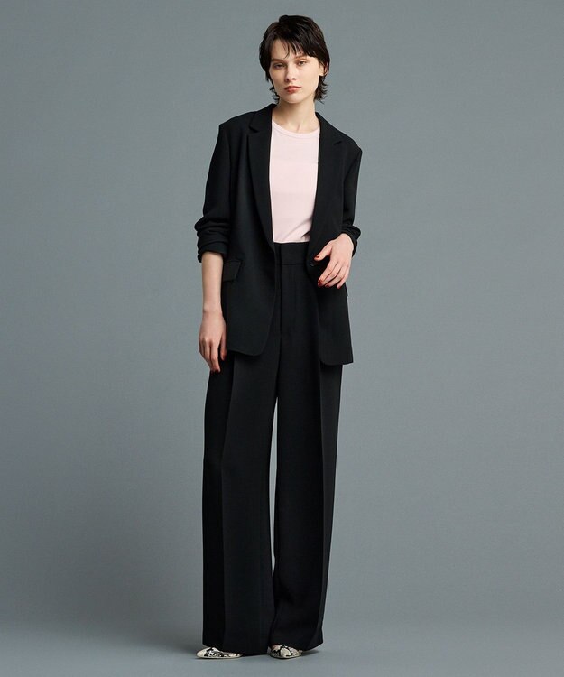 uncrave 【防しわ・洗濯機洗い可】ウォッシャブル ダブルクロス ワイドパンツ（uncrave STANDARD） ブラック