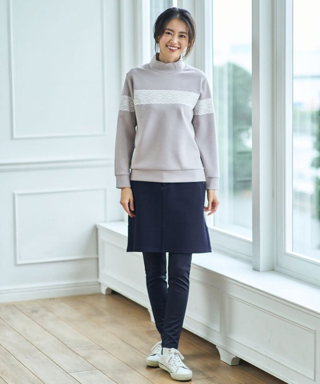 23区GOLF 【WOMEN/EC限定】レース柄 モックネック トレーナー ベージュ系