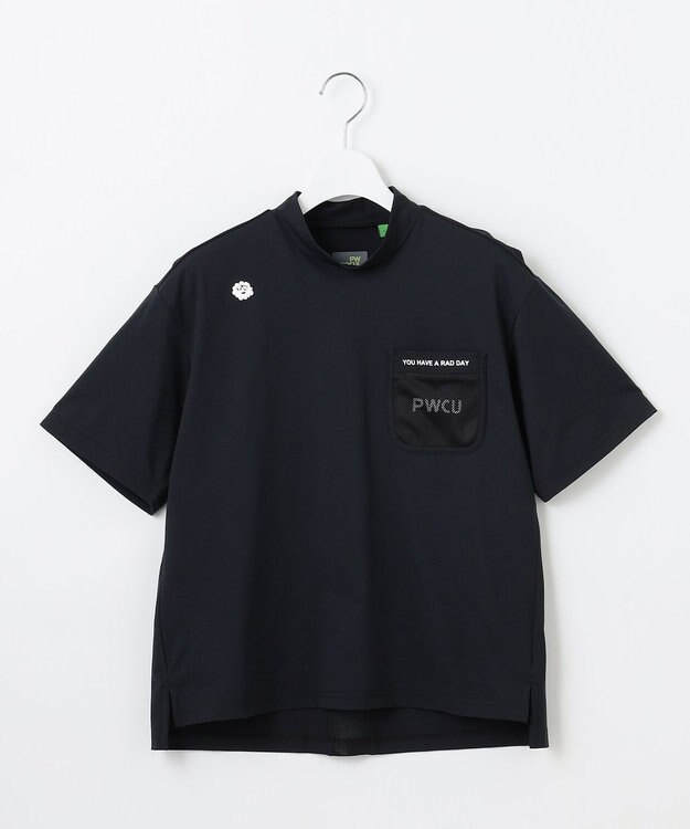 PW CIRCULUS 【吸水速乾 / UV遮蔽率99% UVカット / ストレッチ】【WOMEN】メッシュポケットモックネックT ゴルフウェア レディース ブラック系