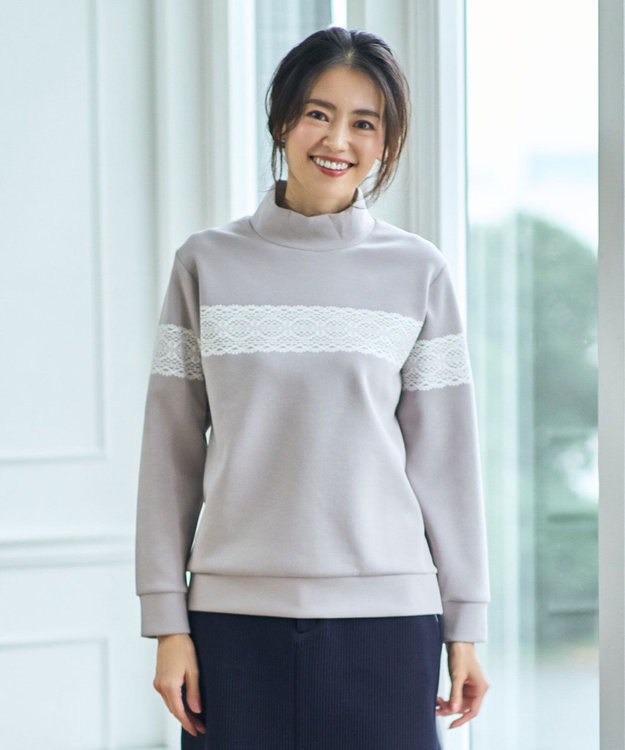 23区GOLF 【WOMEN/EC限定】レース柄 モックネック トレーナー ベージュ系