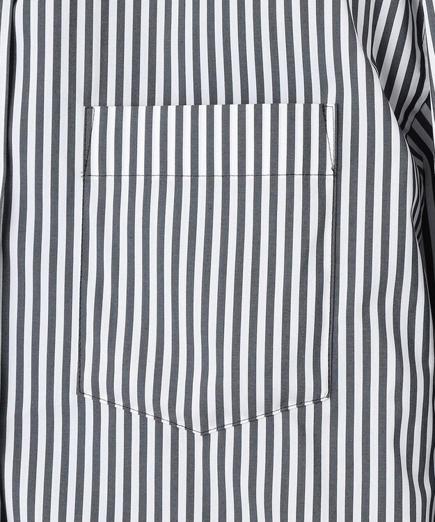 23区 【CLASSY.コラボ/洗える】シャツアンサンブル ワンピース ブラックストライプ×ブラック