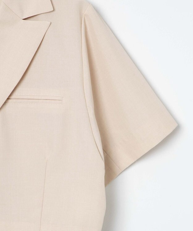 WEGO 【SETUP可】リネンライクショートシャツジャケット ナチュラル