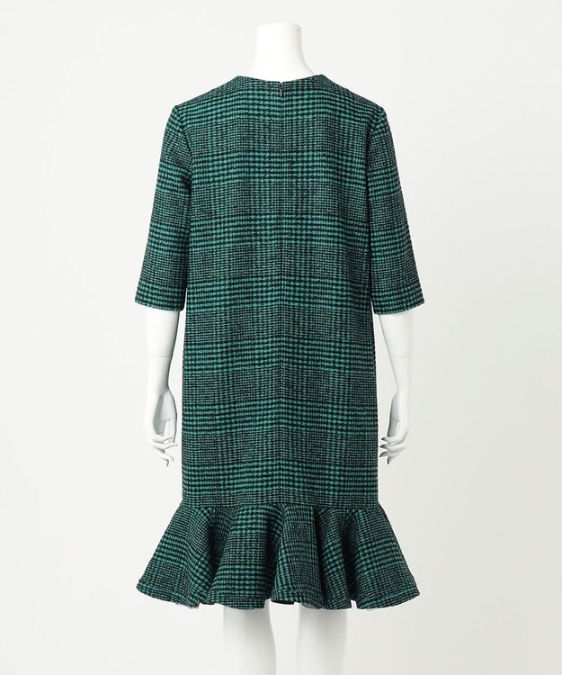 23区 S 【R(アール)】MANTECOツイード ペプラムワンピース グリーン系