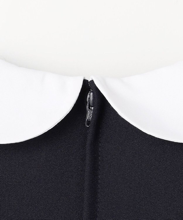 ANY KIDS 襟付き リボン 長袖ワンピース ネイビー